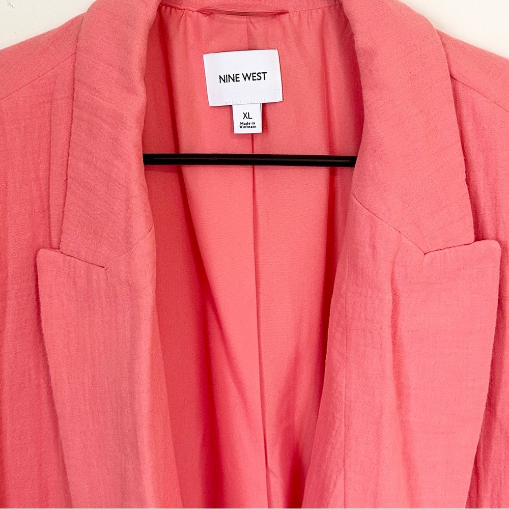 Nine West Coral Ruched Sleeve Open Front Blazer - Size: Extra Large - Picture 3 of 8